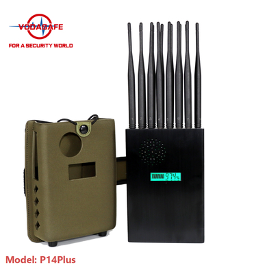 14W High Power Portable Jammer With 14 Bands For Phone WiFi RC433/315 GPS Signal Jamming Up To 25M